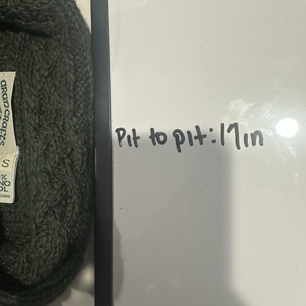 Aran Crafts Women's Cardigan Size Small Green Wool Ireland Cable Knit Fisherman - Picture 10 of 10